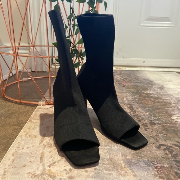 Zara Shoes Zara Peep Toe Sock Booties Nwot Poshmark